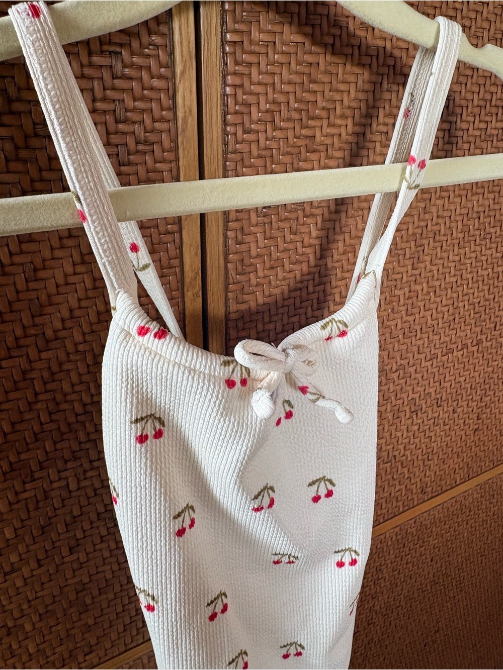 Zara Cream Knit Cherry Print Tank Dress
